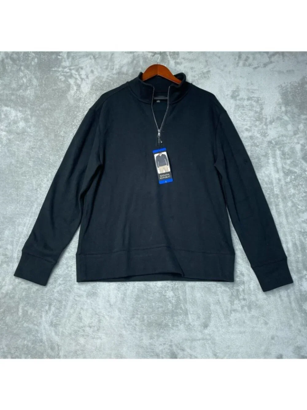 Banana Republic Men's L Black Half-Zip Pullover Polo Sweatshirt e1306